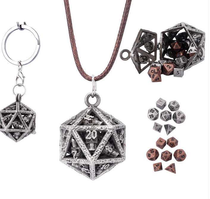 Grimskulls D20 Locket Gift Set - Ancient Silver